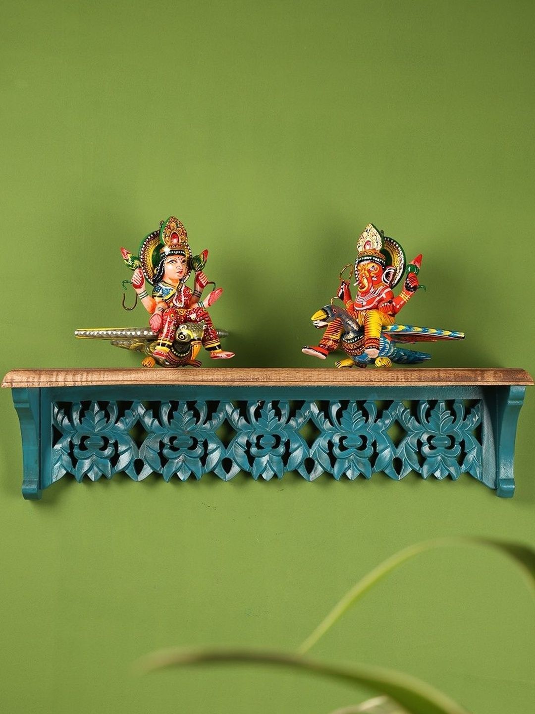 Revive Home Blue & Brown Textured Wooden Wall Shelves-image-37