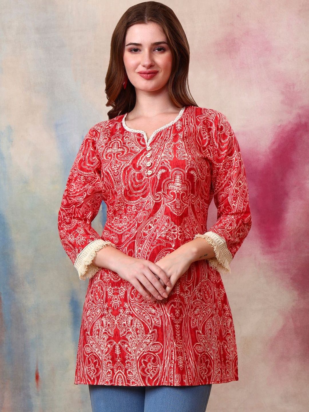 Tissu Ethnic Motifs Printed Pure Cotton Kurti-picture-12