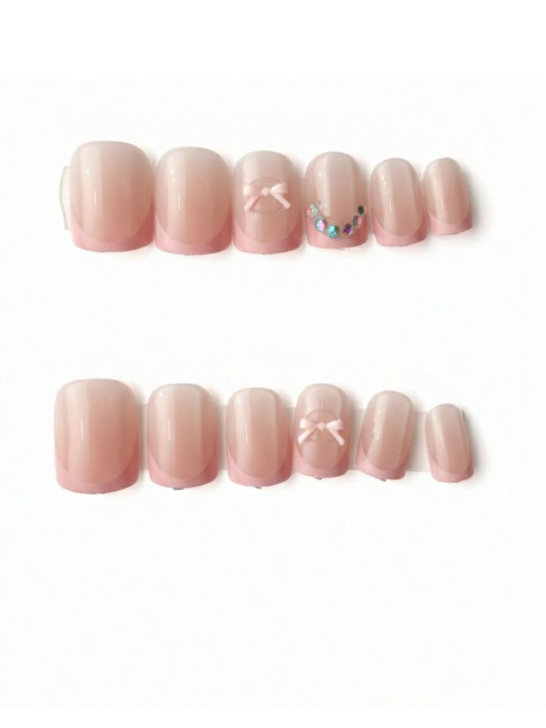 LICK Set Of 5 Reusable Press On Square Shape Artificial Nails With Application Kit - Nude-picture-16