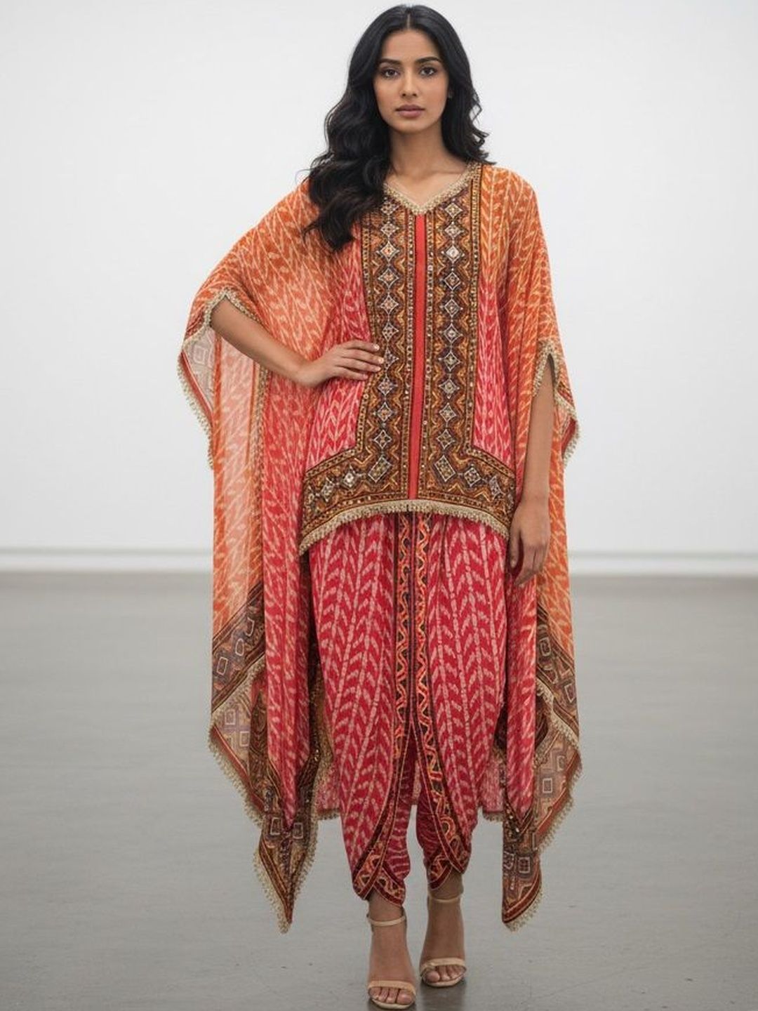 PIRRA DESIGNS Print Kimono Sleeve Crepe Kaftan Dress-picture-12