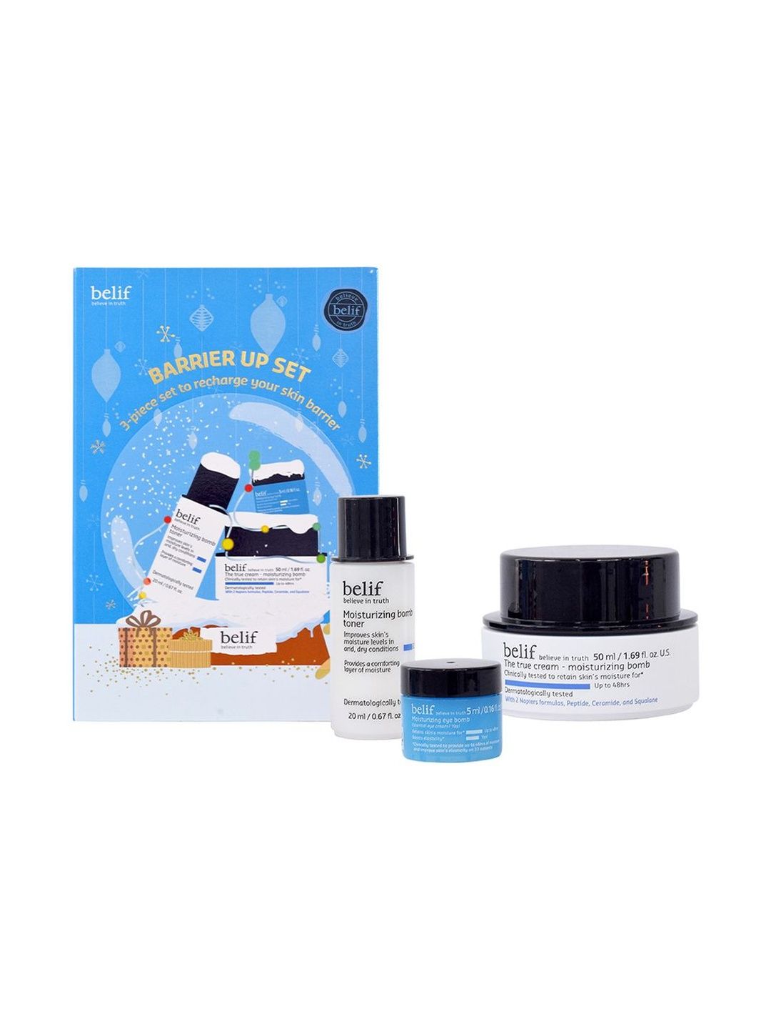 belif Set Of 3 Moisturizing Bomb Toner- 20 ml- Eye Cream- 5 ml- Bomb Cream- 50 ml-image-9