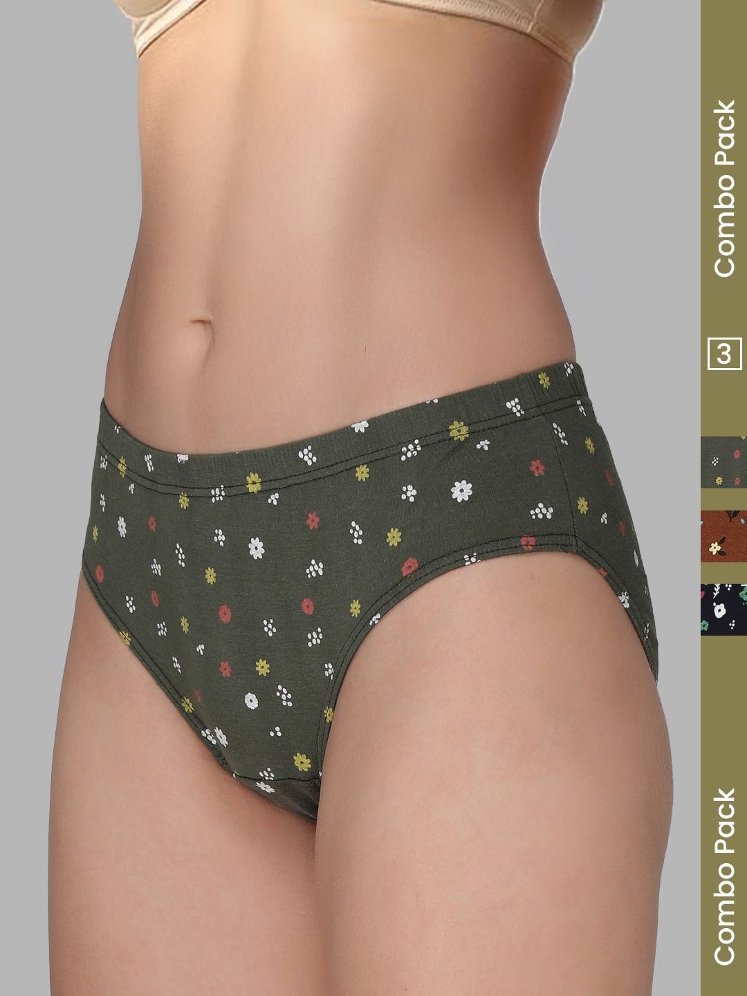 AMUL COMFY Pack Of 3 Printed Pure Cotton Mid-Rise Hipster Briefs-image-40