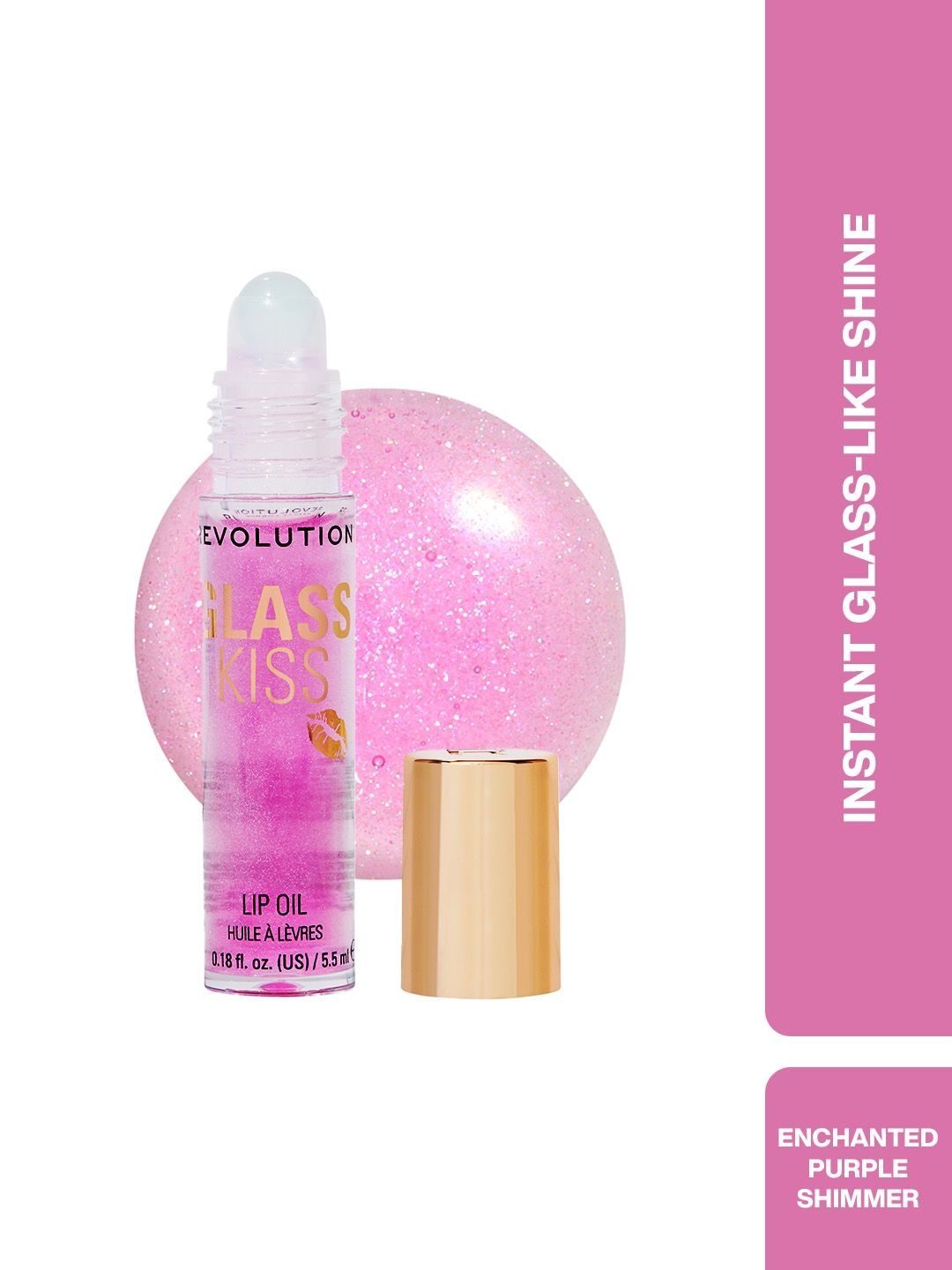 Makeup Revolution London Glass Kiss Roller Ball Lip Oil- 5.5 ml- Enchanted Purple Shimmer-picture-29