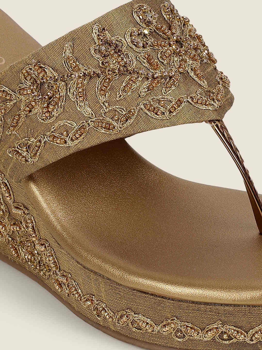 Metro Embellished Ethnic Wedge Sandals-picture-35