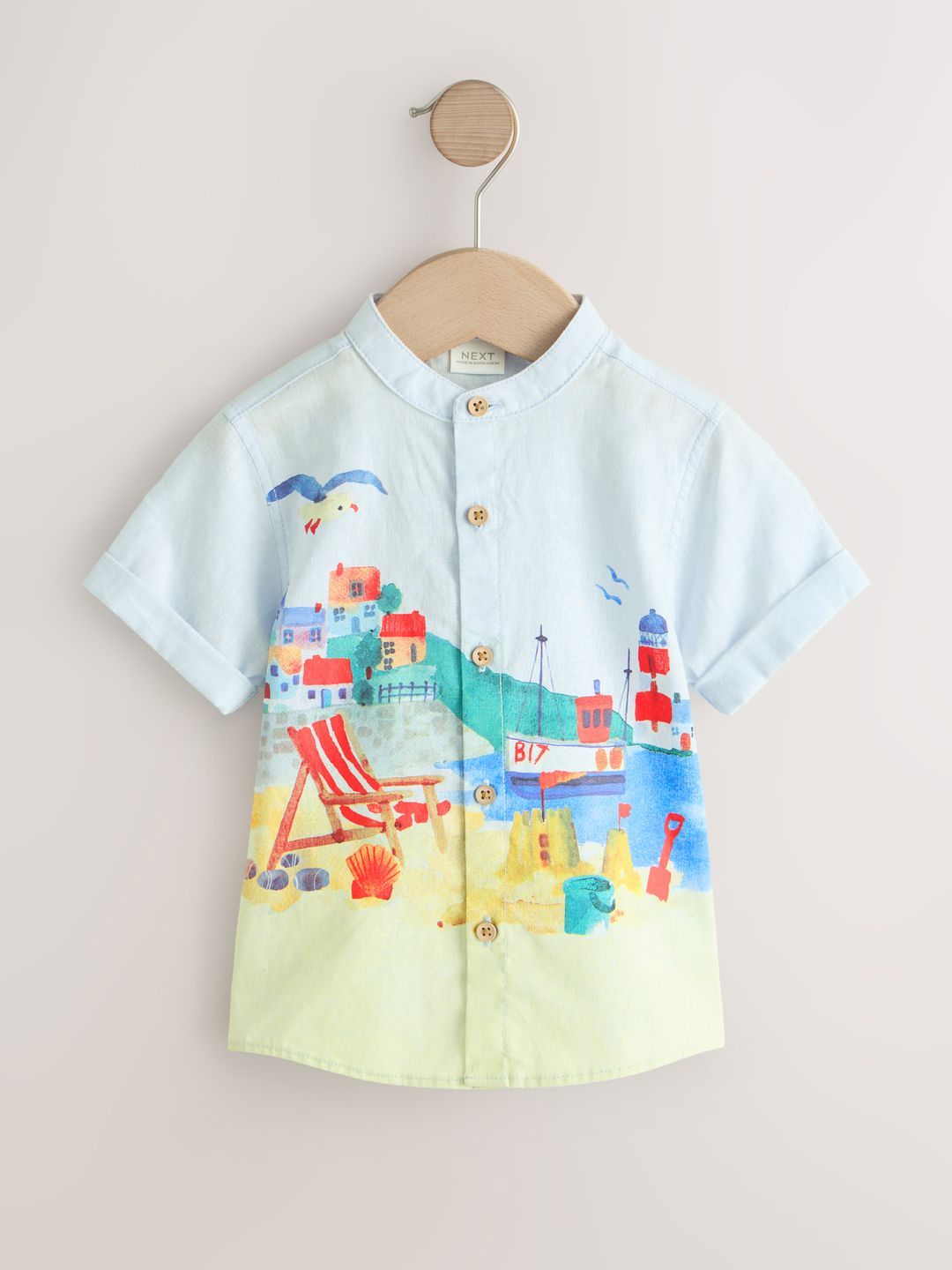 NEXT Boys Printed Cotton-Linen Shirt