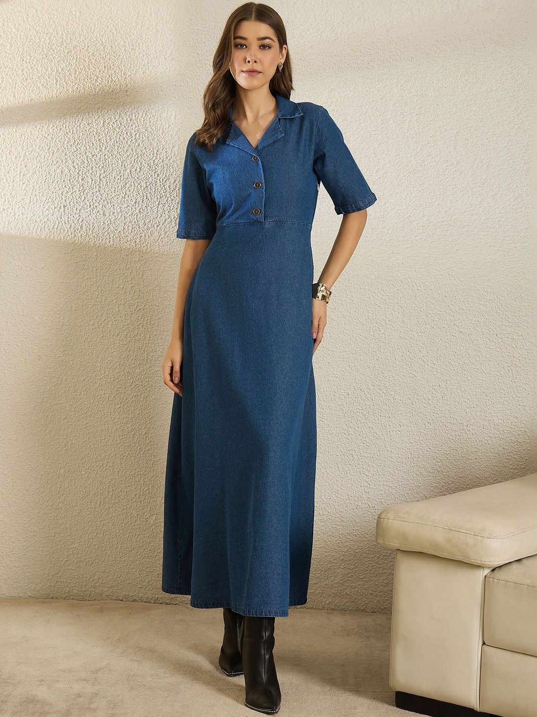 Orchid Blues Denim A-Line Maxi Dress-picture-10
