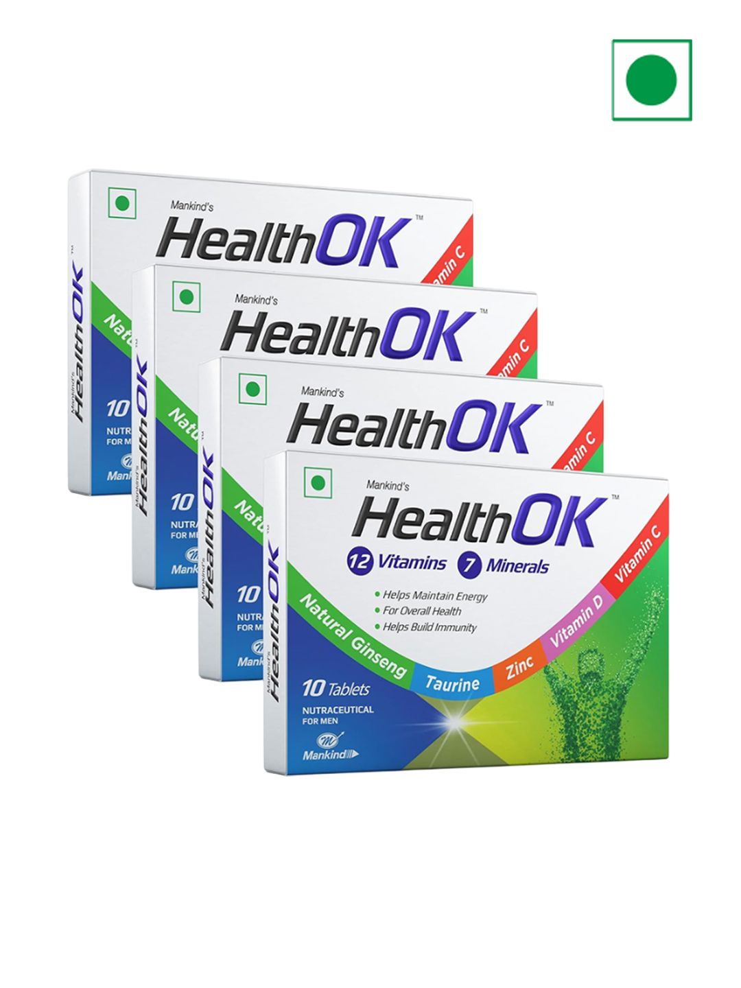 Health Ok Mankind Set Of 4 Multivitamin With Natural Ginseng Supplement - 10 Tablets Each-image-4