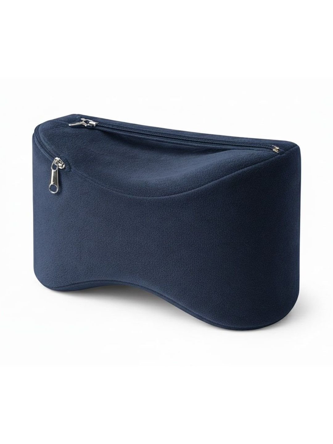 Pum Pum Navy Blue Memory Foam Filled Faux Velvet Lightweight Pillow-image-10