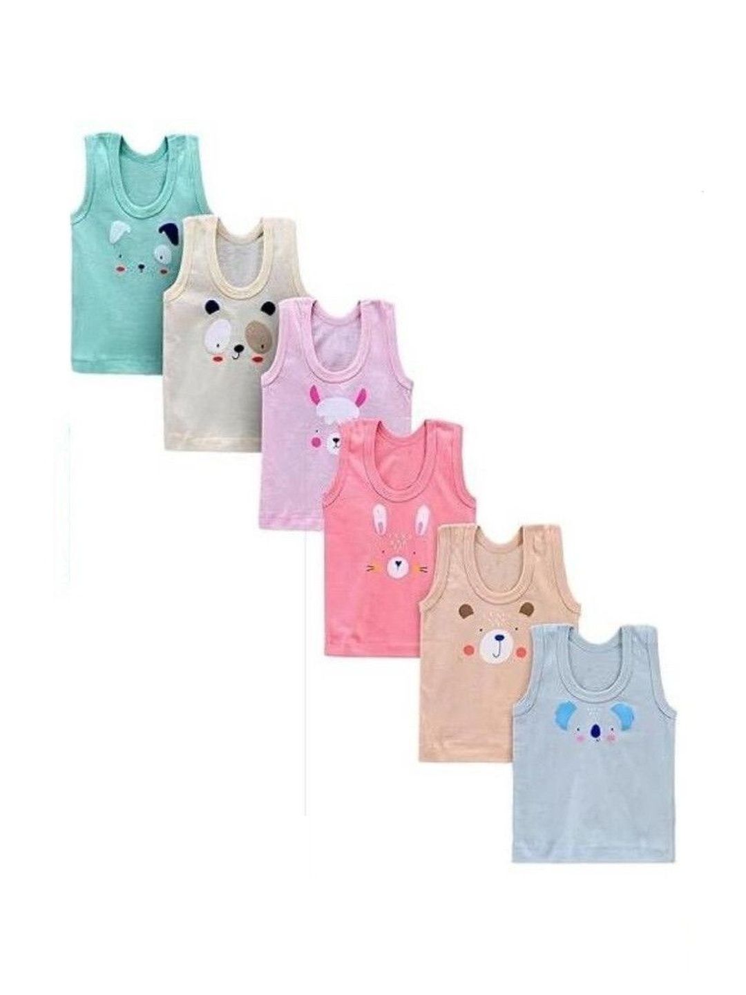 DCREATIONS Boys Pack of 6 Printed Round Neck Basic Vests