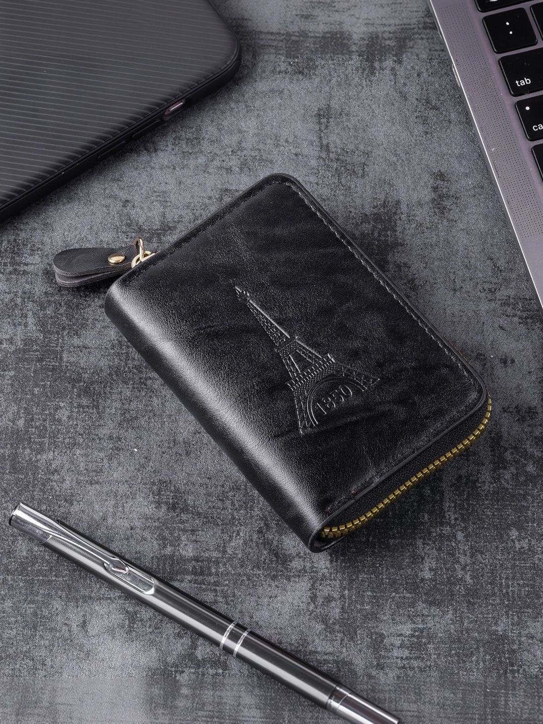 SZN Men Textured Embellished Zip Around Wallet-picture-38