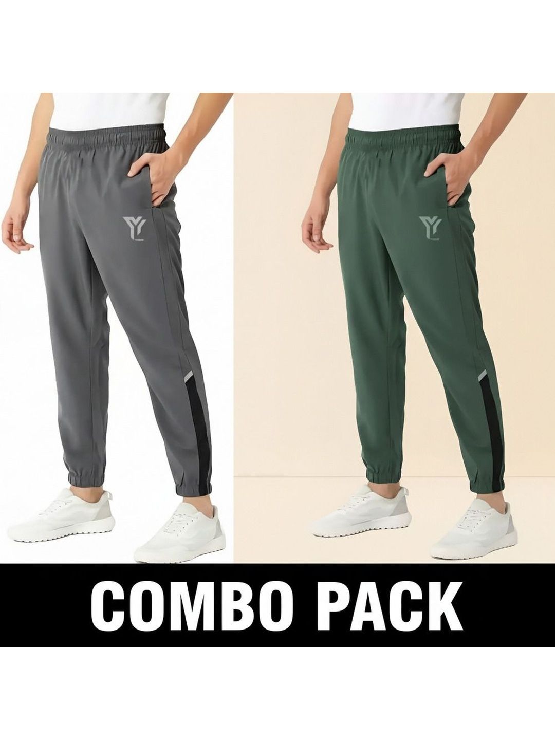 YUNEK Men Pack of 2 Polyester Joggers Track Pants-picture-45