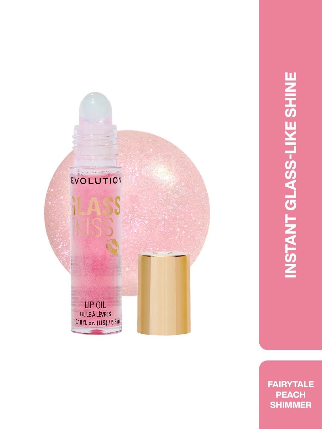 Makeup Revolution London Glass Kiss Roller Ball Lip Oil- 5.5 ml- Fairytale Peach Shimmer-picture-46