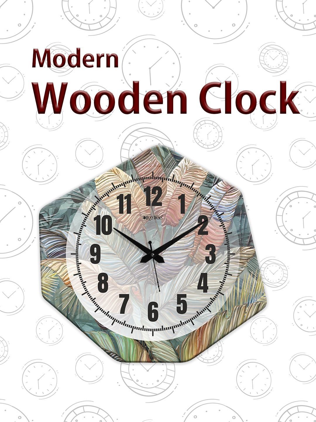 OLIVE TREE Multicoloured & Green Printed Geometric Wall Clock-image-22