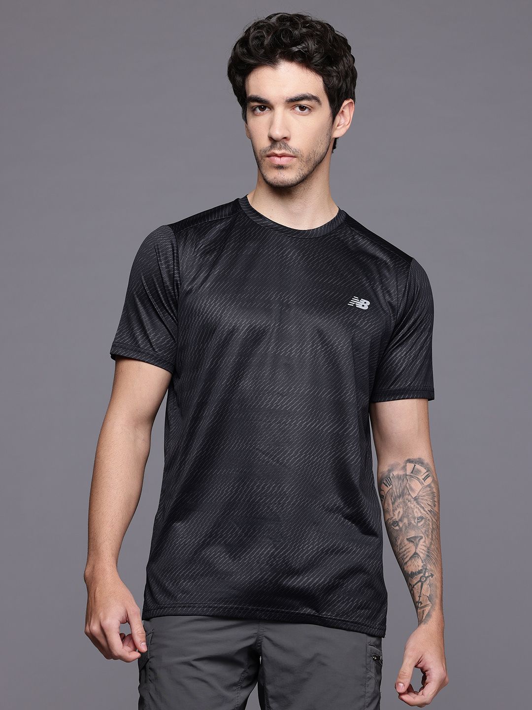 New Balance Self Striped Moisture Wicking Sports T-shirt-image-39