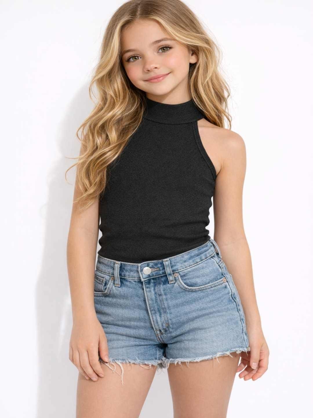 Ninas Printed Cotton High Neck Regular Tops