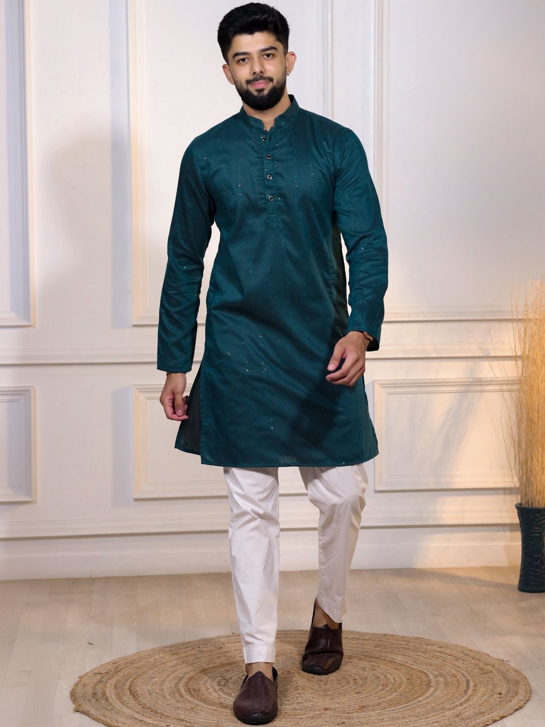 Koshin Men Regular Sequinned Kurta with Pyjamas-picture-30