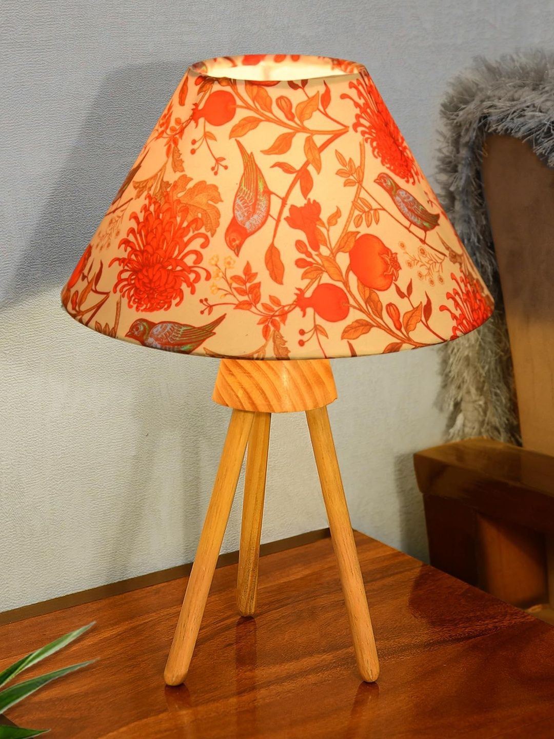 Homesake Multicoloured Printed Wood Frusturical Shaped Table Lamp-picture-19