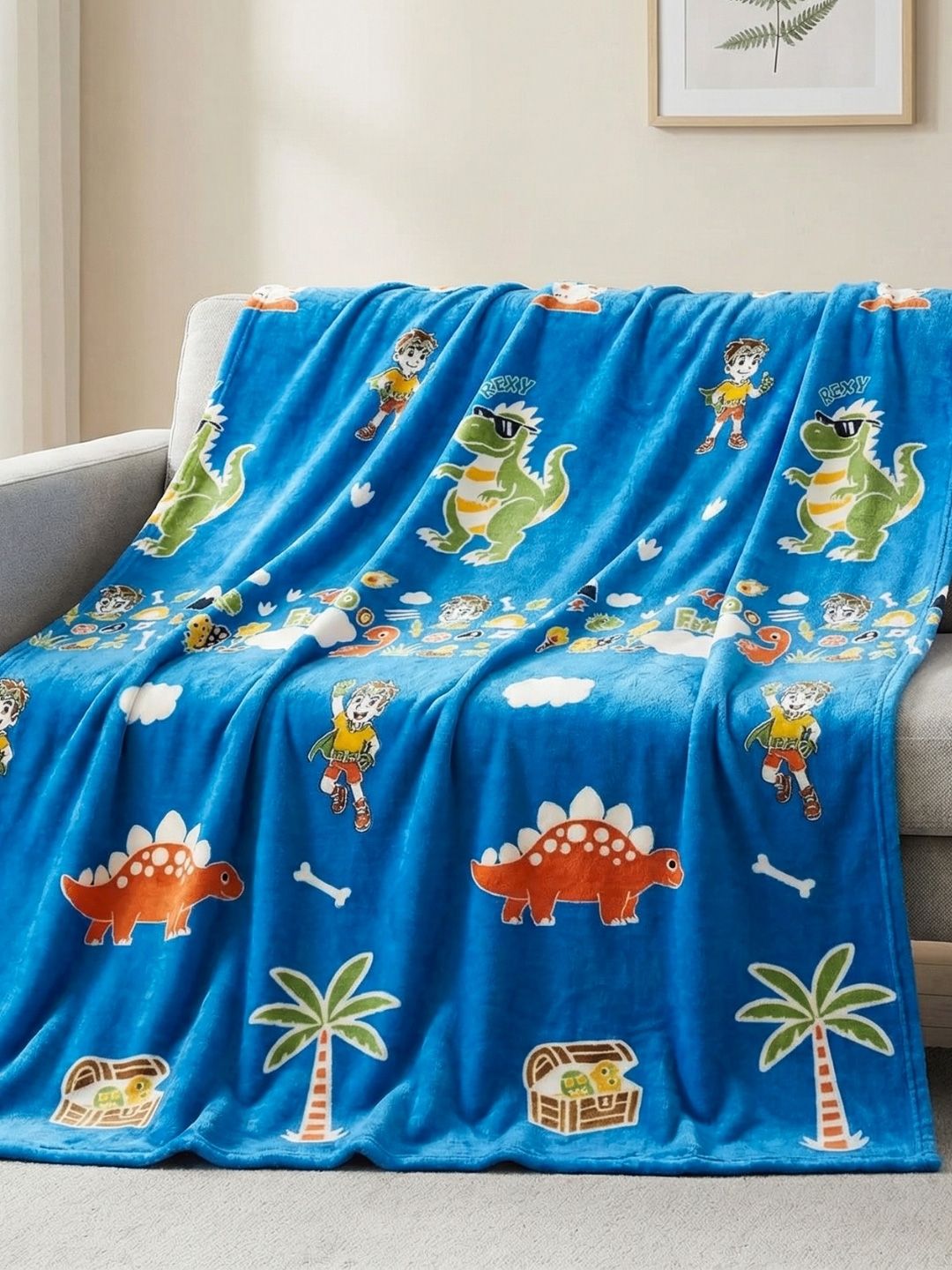 Famyo Blue & Blue Cartoon Characters Fleece 210 GSM Fashion-picture-50
