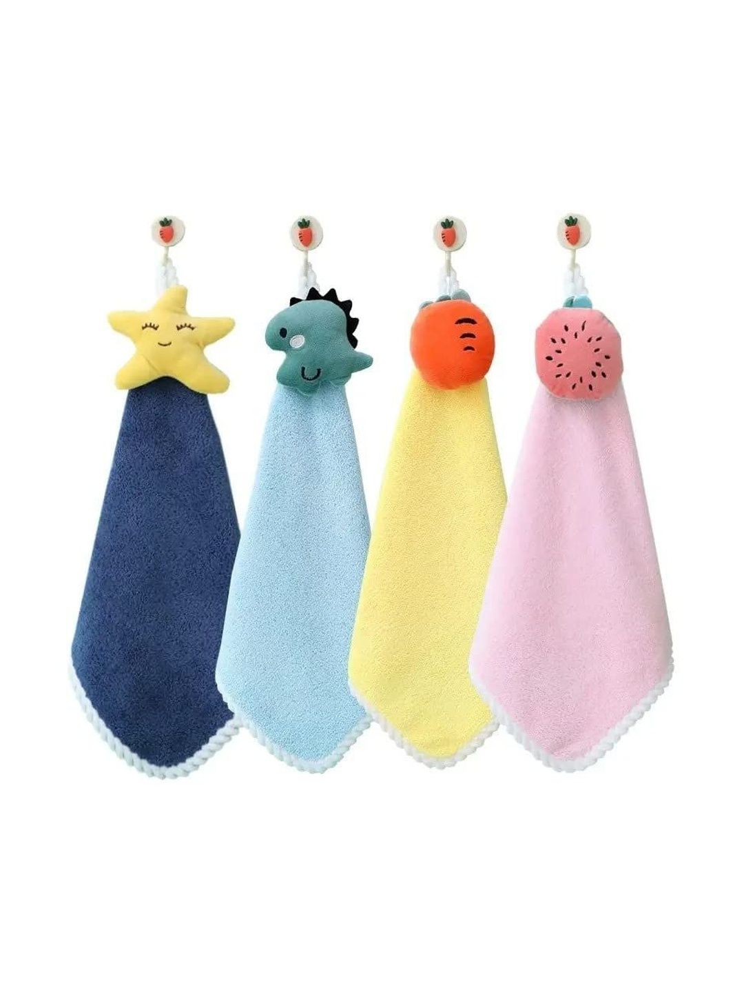 HomeCloud Yellow & Blue Textured Pure Cotton 4-Pcs Hand Towels-picture-28
