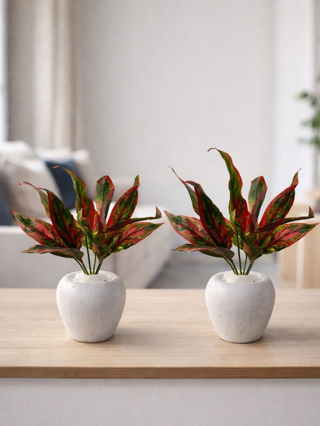 ARTSY Green 2 Pieces Calathea Artificial Plant With Pot-picture-13