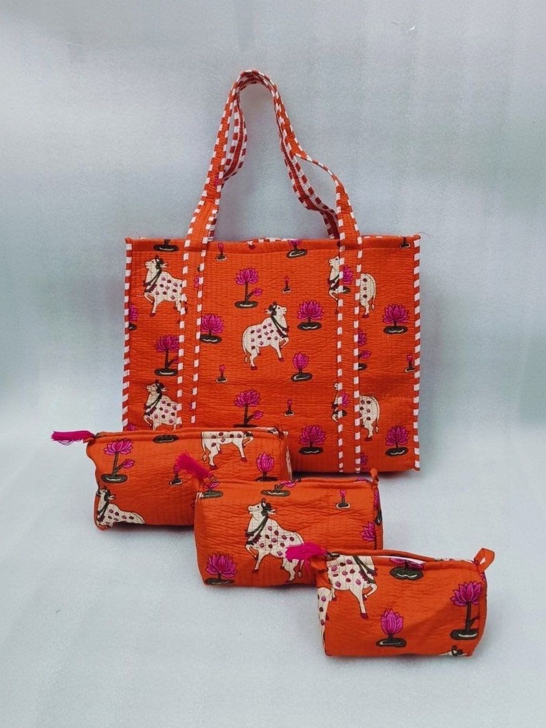 Gulaab Jaipur Set Of 3 Printed Cotton Hand Bag-picture-40