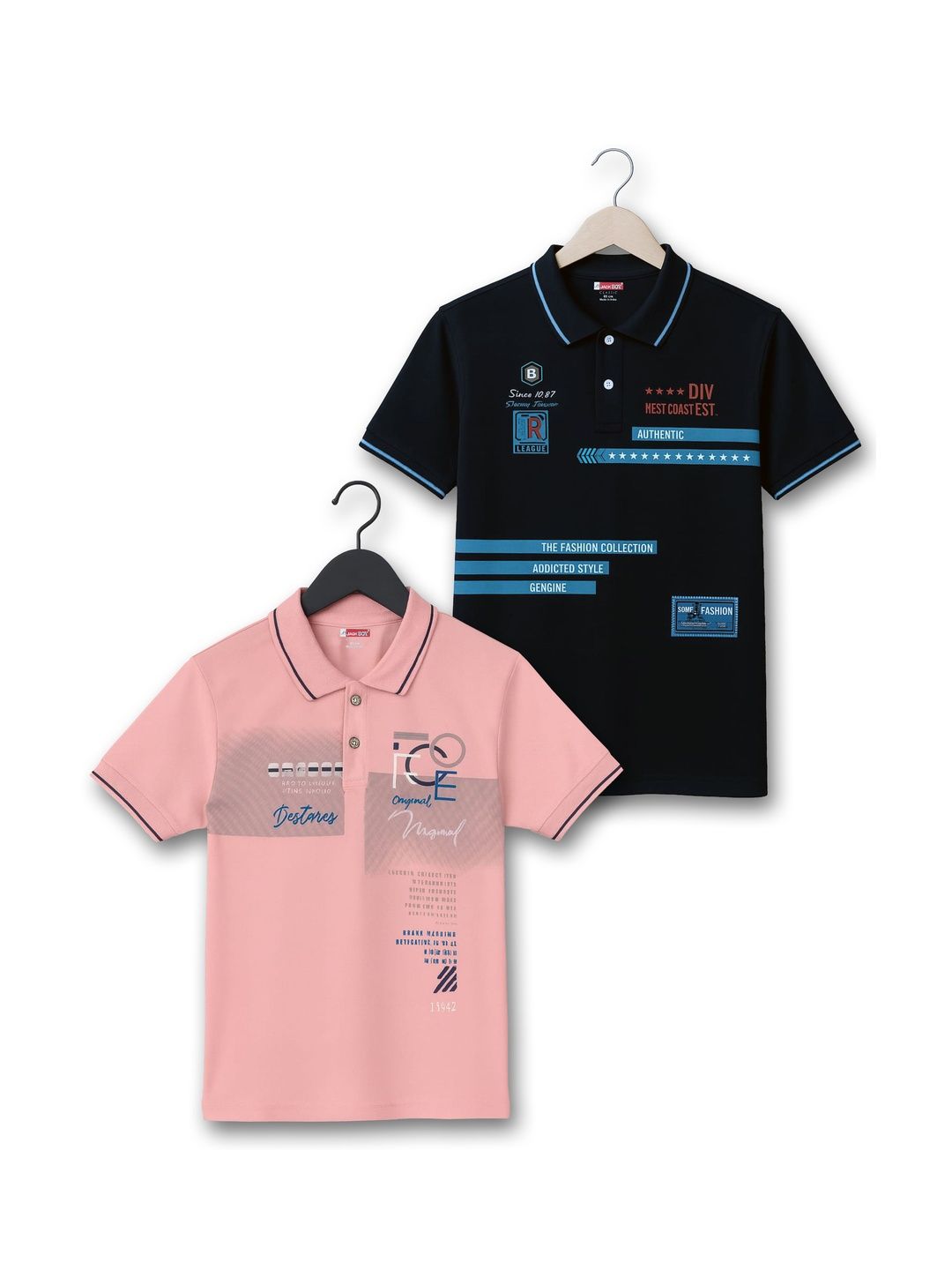 JACKBOY Boys Pack of 2 Printed Polyester Polo Collar Tshirts-picture-56