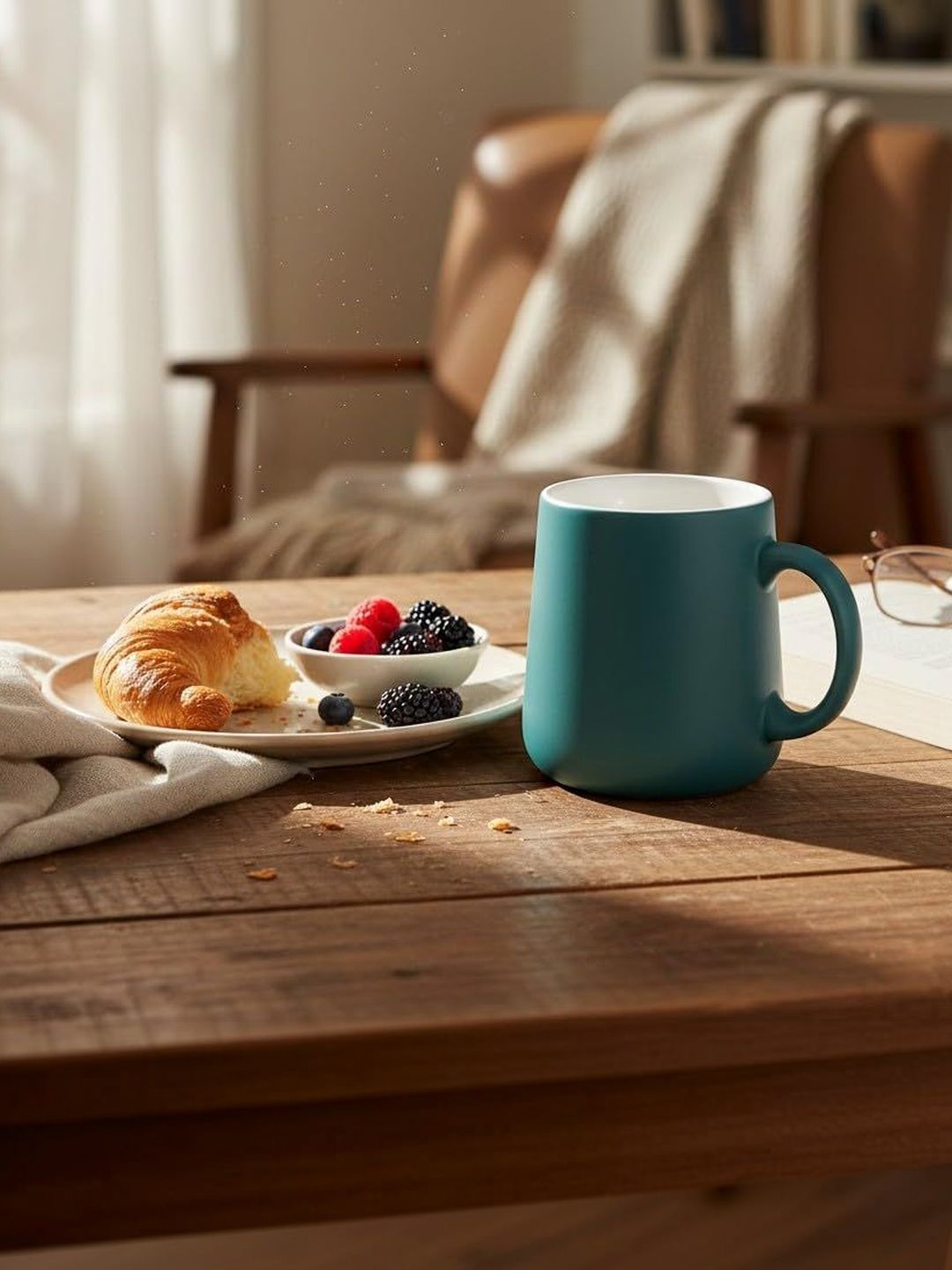Femora Turquoise Blue & White Crafted Ceramics Solid Ceramic Matte Core Set of Cups and Mugs-image-30