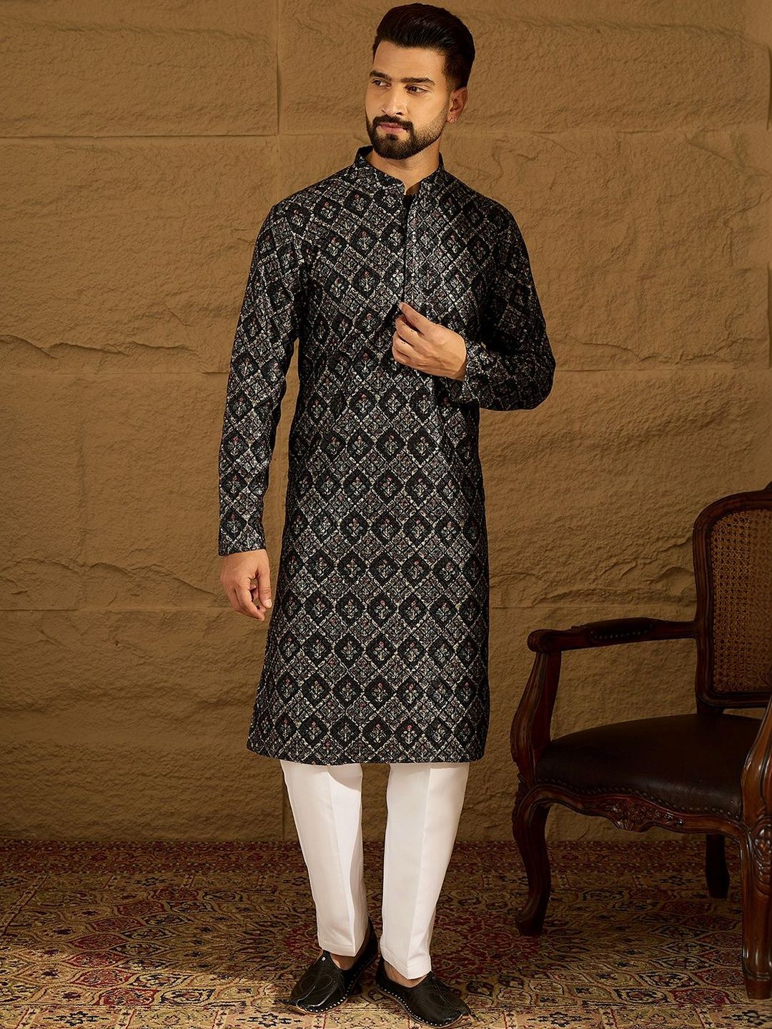 House of Pataudi Printed Straight Kurtas-image-35