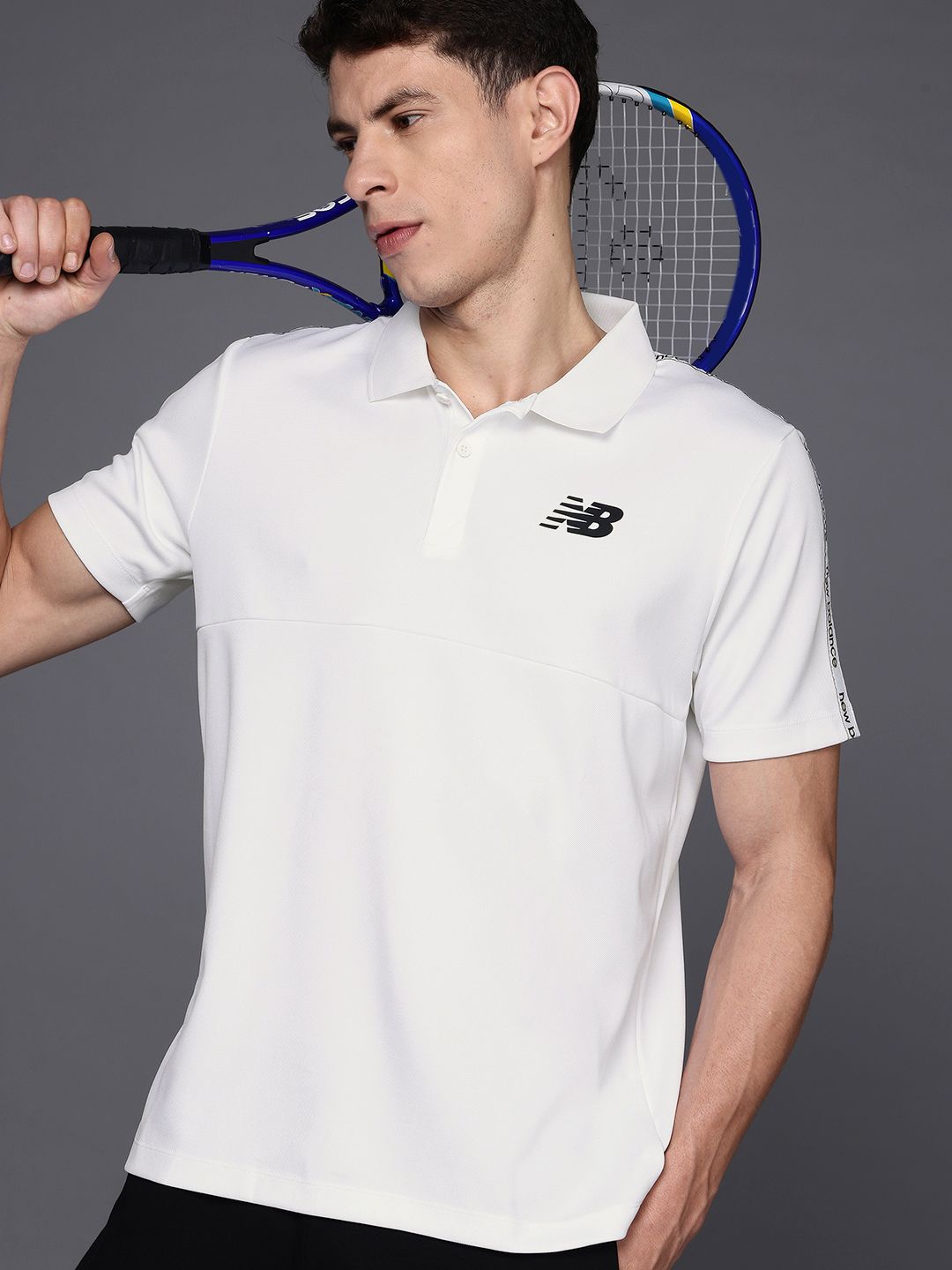 New Balance Brand Logo Printed Polo Collar Sports T-shirt-image-38