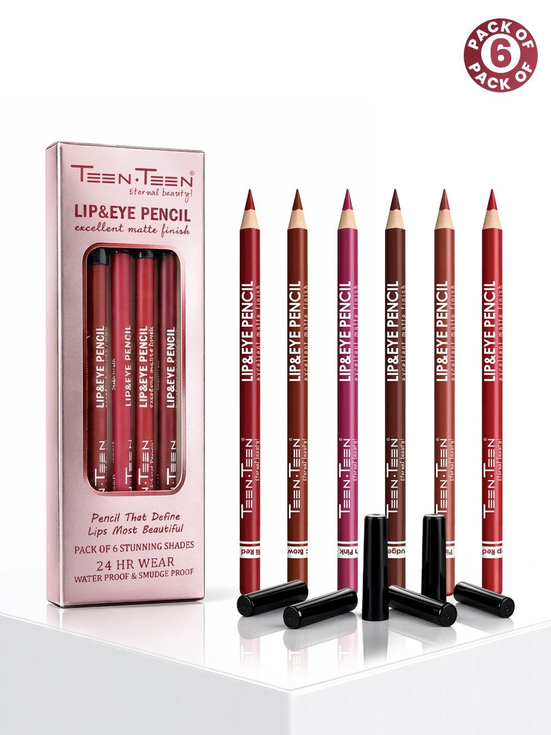 TEEN TEEN COSMETICS Set Of 6 Lip & Eye Excellent Matte Finish Pencil-