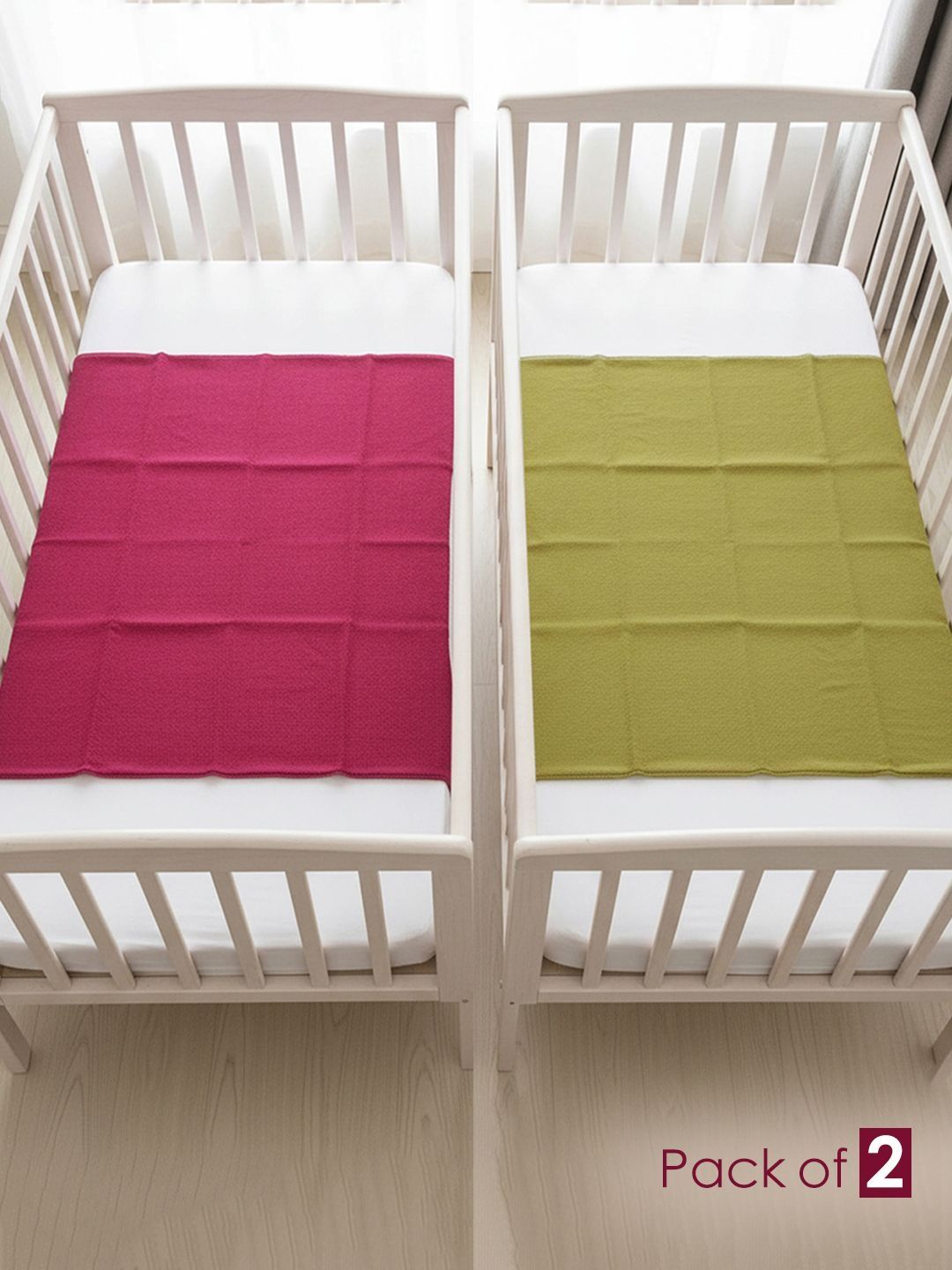 Baby Moo Olive Green Polyester Water Resistant Crib Bedsheet-image-20