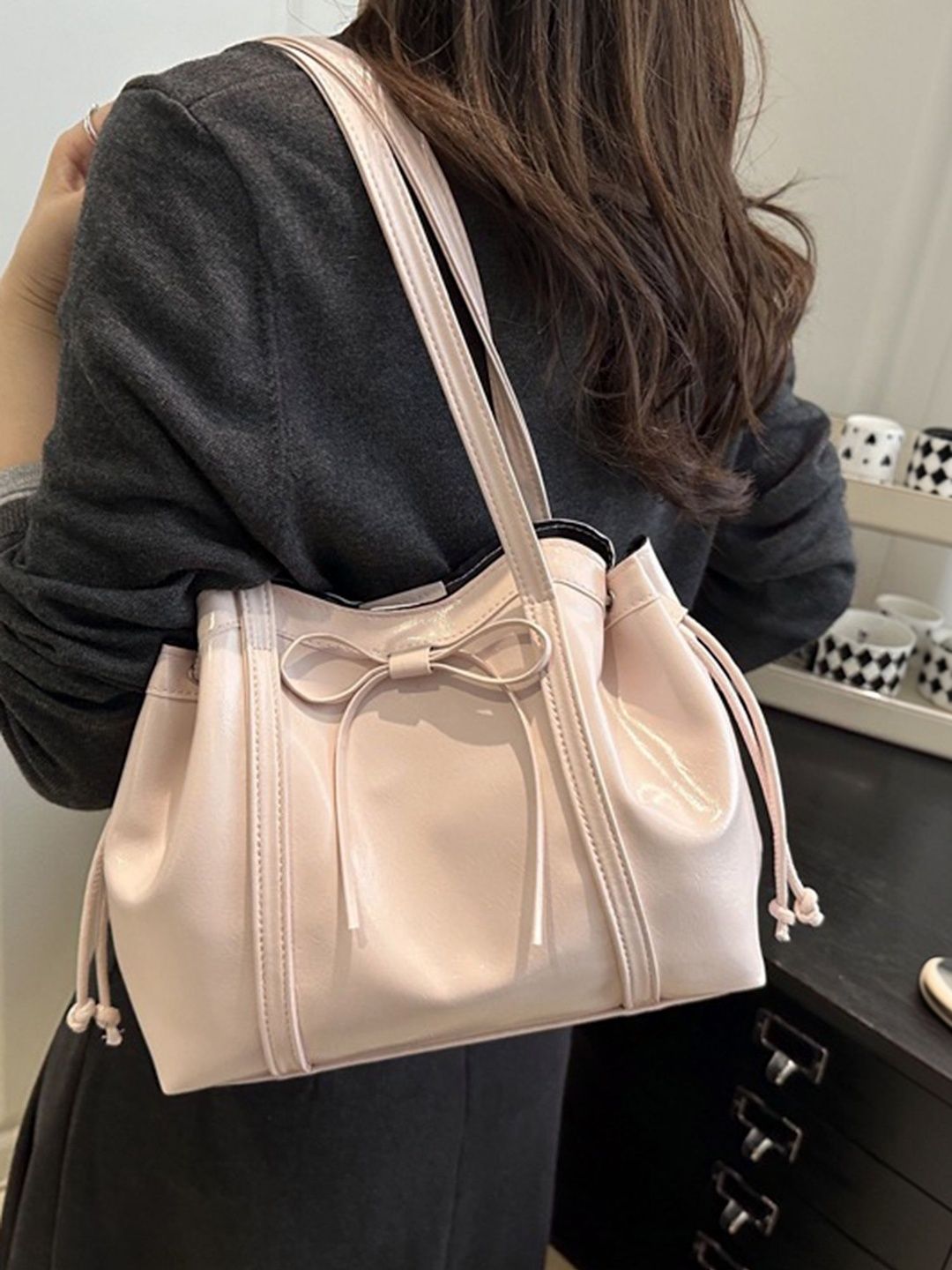 LULU & SKY PU Structured Shoulder Bag with Bow Detail-picture-29