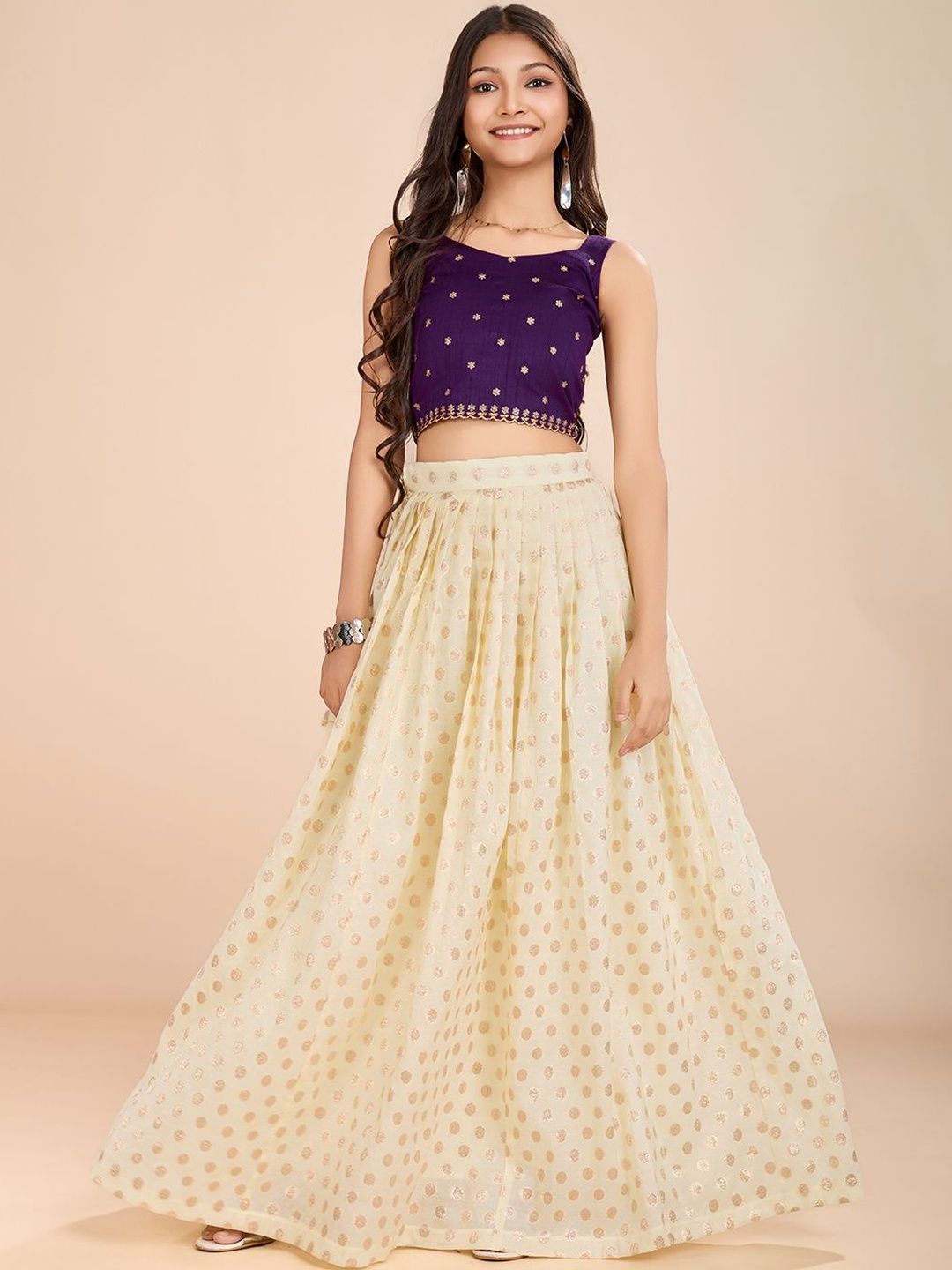 KALANANDI Girls Embroidered Thread Work Ready to Wear Lehenga &-picture-21