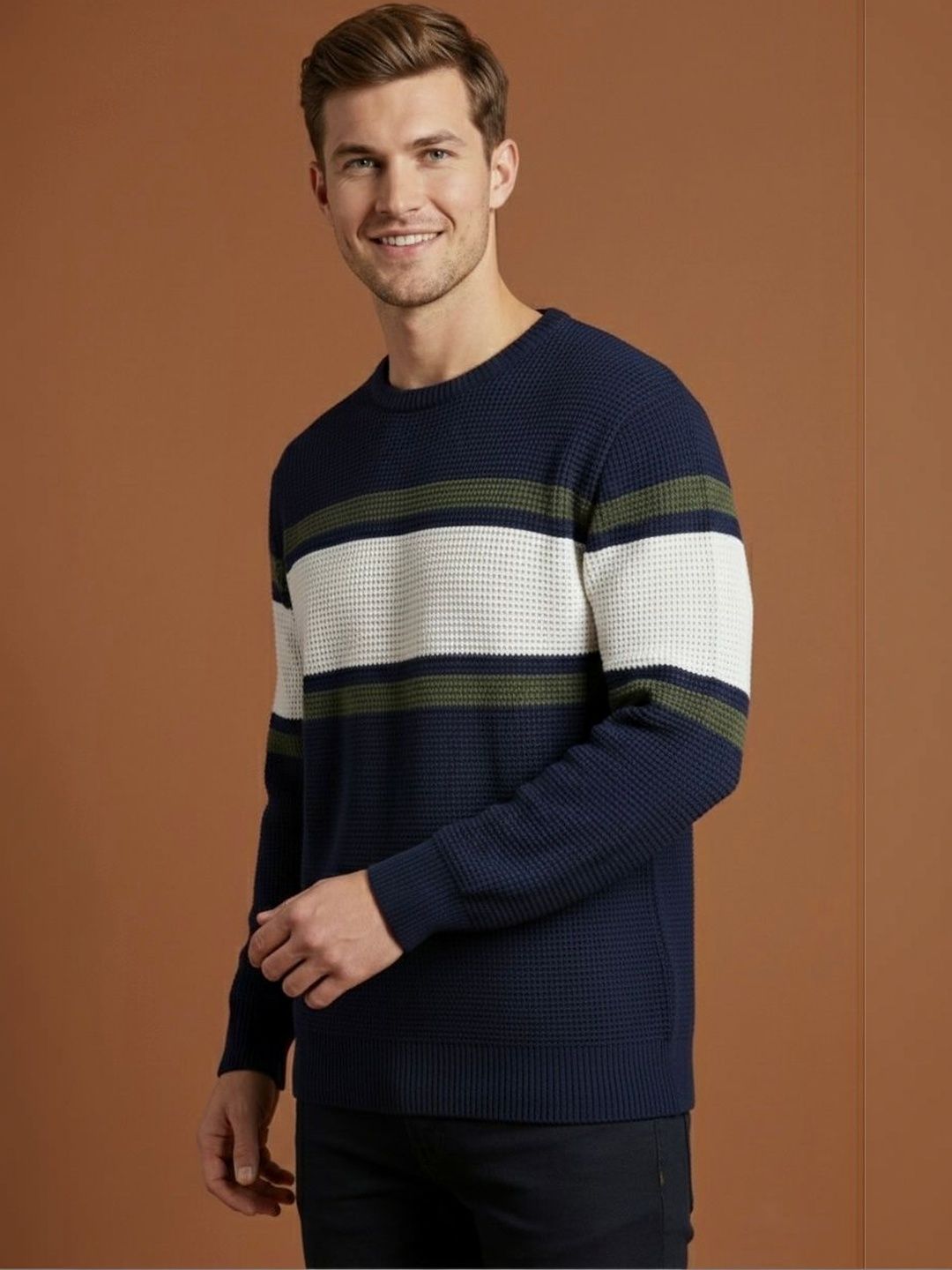 The Roadster Lifestyle Co Self Design Round Neck Pullover-picture-58