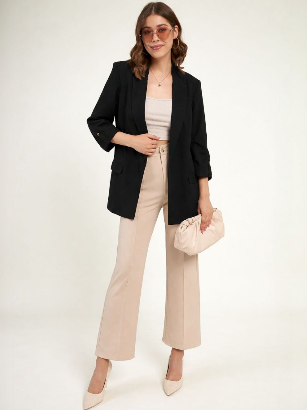 JUNE & HARRY Notched Lapel Single-Breasted Relaxed Fit Blazers-image-28