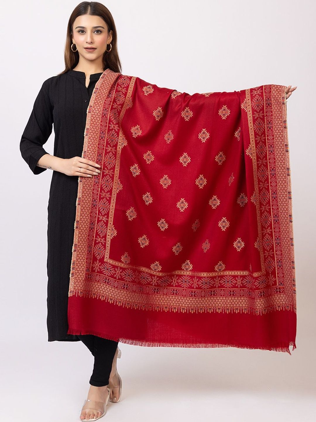 TILLAARI Women Floral Woven Design Shawl-image-43
