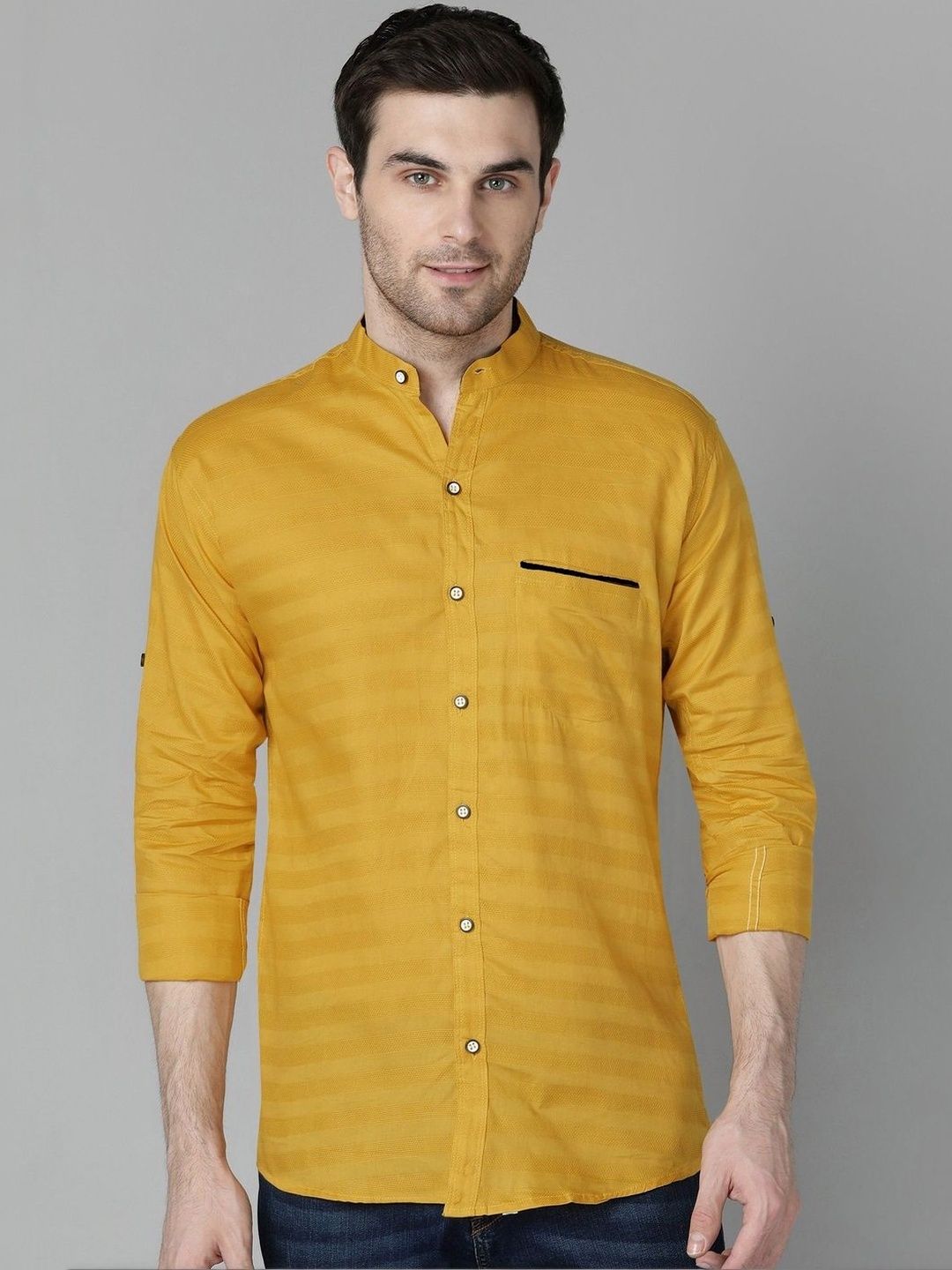 XENOR Men Slim Fit Horizontal Stripes Striped Casual Shirt-image-48