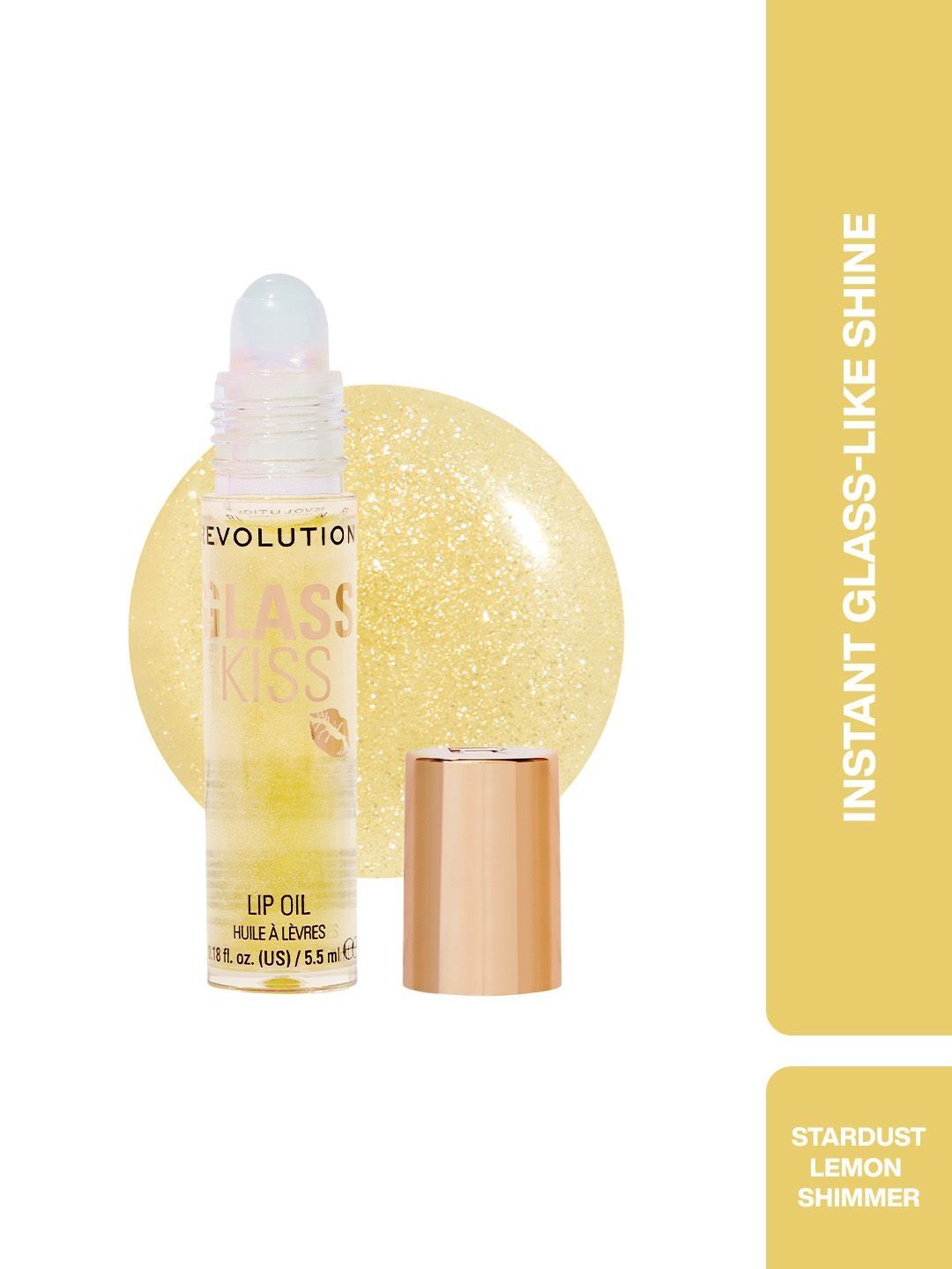 Makeup Revolution London Glass Kiss Roller Ball Lip Oil- 5.5 ml- Stardust Lemon Shimmer-picture-31