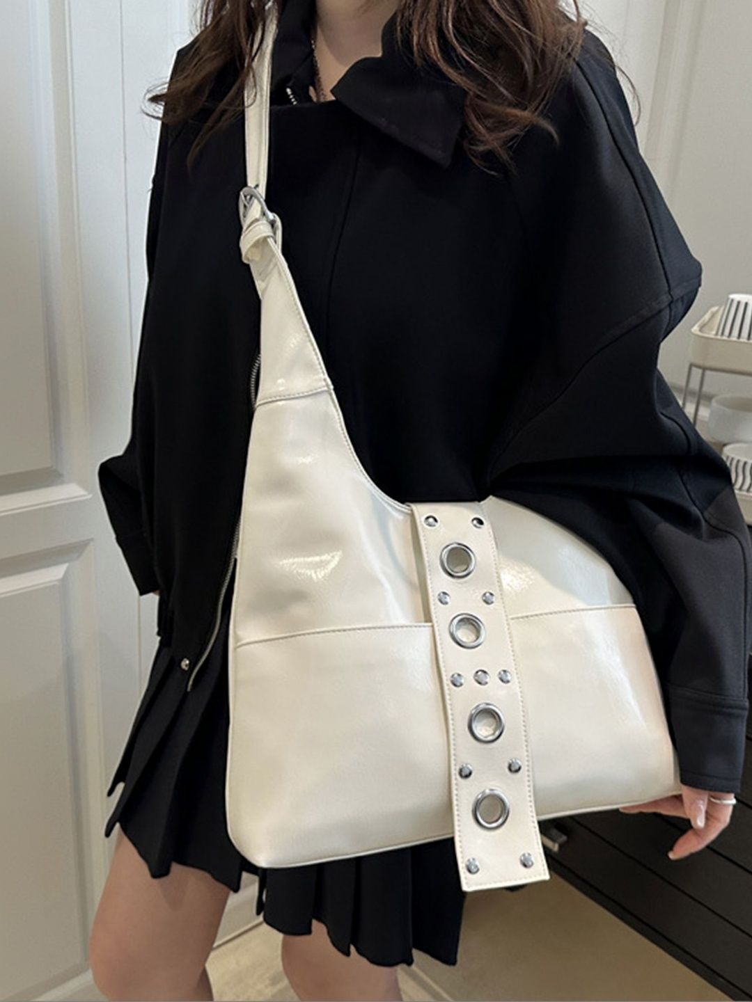 LULU & SKY PU Half Moon Hobo Bag-image-44