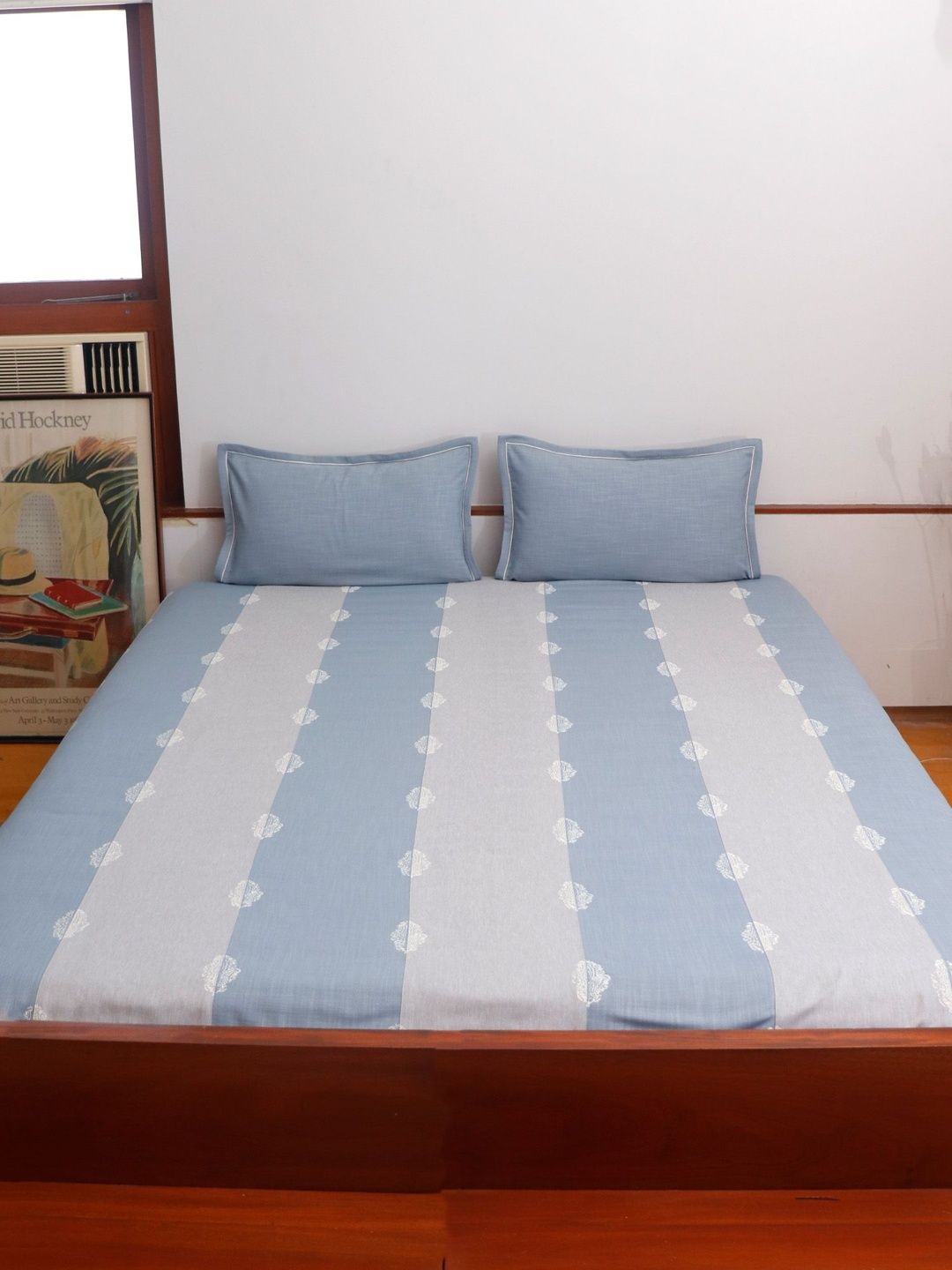 ZEBA Grey & White Ethnic Motifs Polycotton 1 Piece Double Queen Regular Bedding Set-image-26