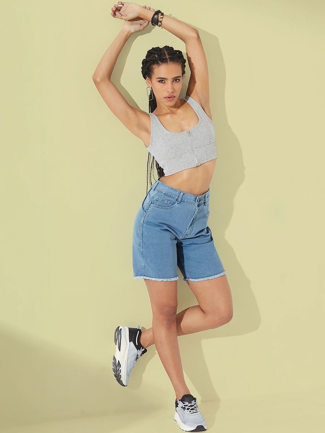 The Roadster Lifestyle Co Cotton Above Knee Denim Shorts-image-44