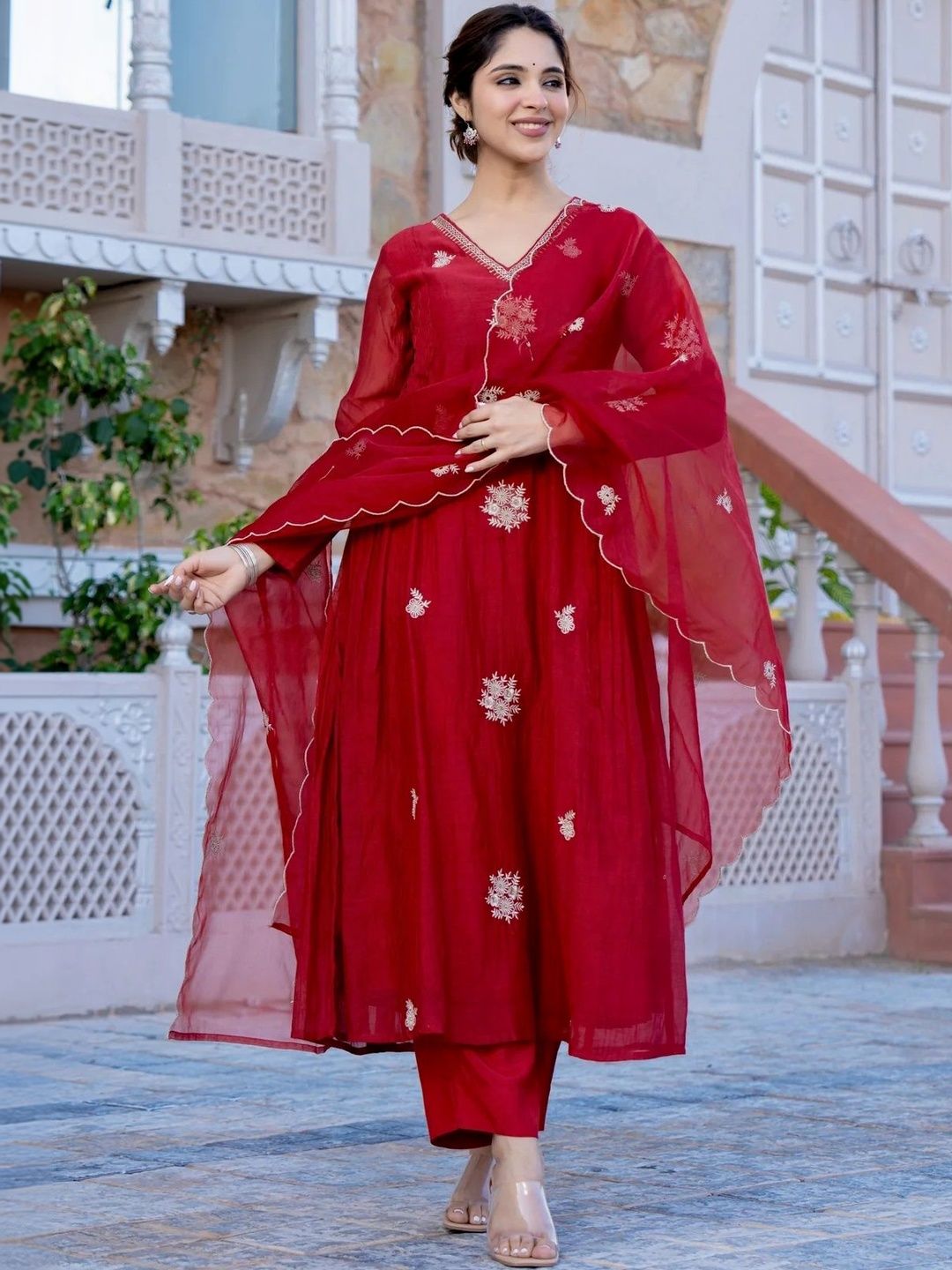 anouk rustic Keitra Women Ethnic Motifs Embroidered Regular Thread Work Kurta with Trousers & With Dupatta-picture-33