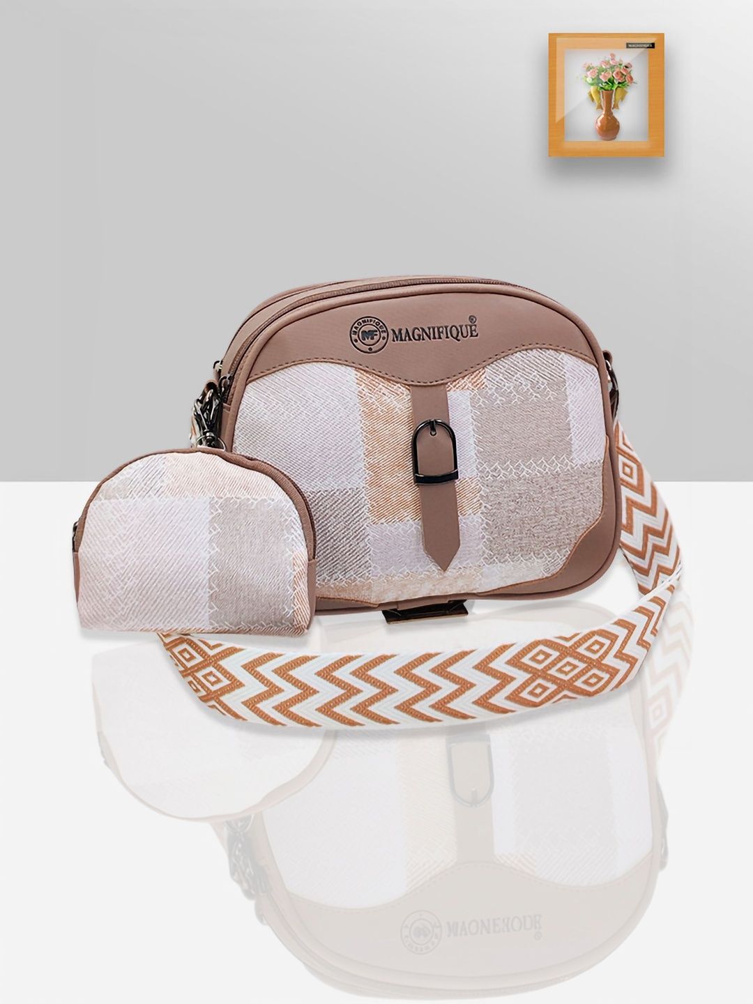 CANDY BAGS Checked PU Sling Bag-picture-57