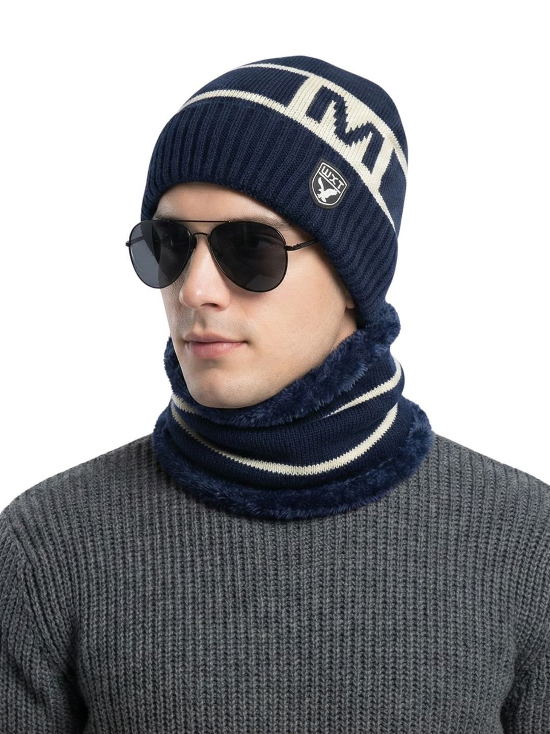 iSWEVEN Unisex Colourblocked Woollen Beanie-picture-18