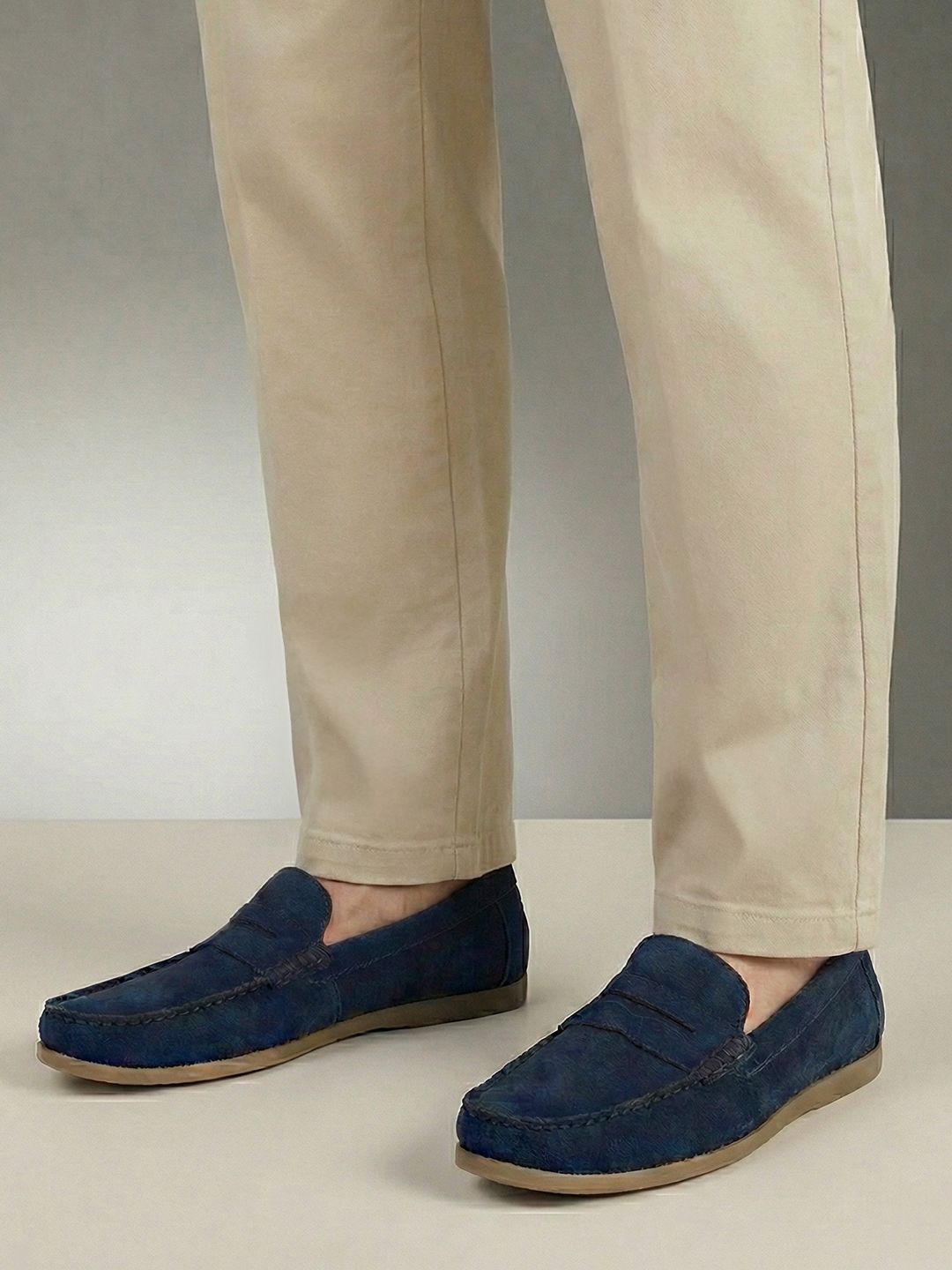 Kenneth Cole Men Leather Penny Loafers With Suede Finish-picture-34