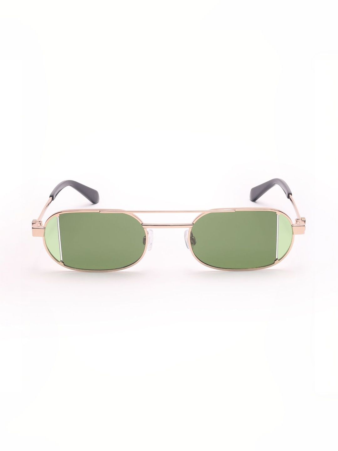 Off-White Unisex Green Lens & Gold-Toned Oval Sunglasses with-image-12