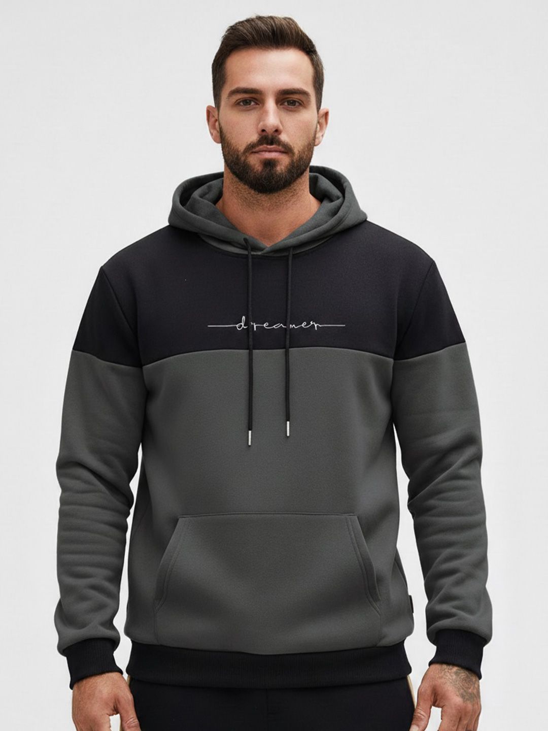 R.Code by The Roadster Life Co. Men Colourblocked Hooded Long Sleeves Oversized Sweatshirt-picture-45