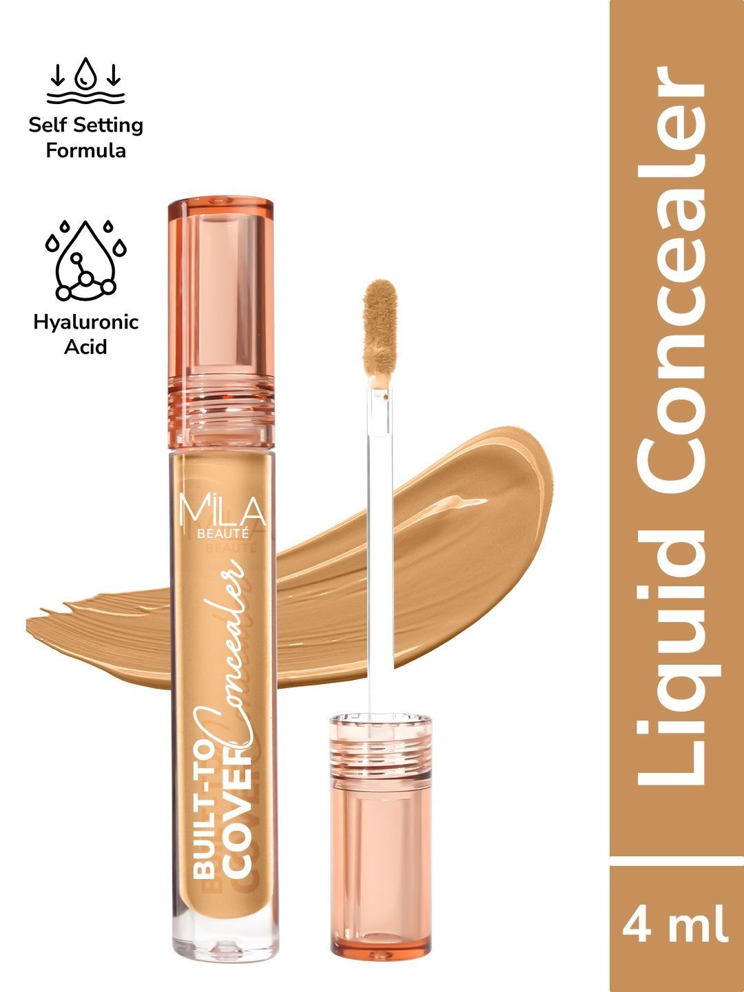 MILA BEAUTE Built To Cover Matte Liquid Concealer- 4 ml- Nutmeg Tea 109-image-7