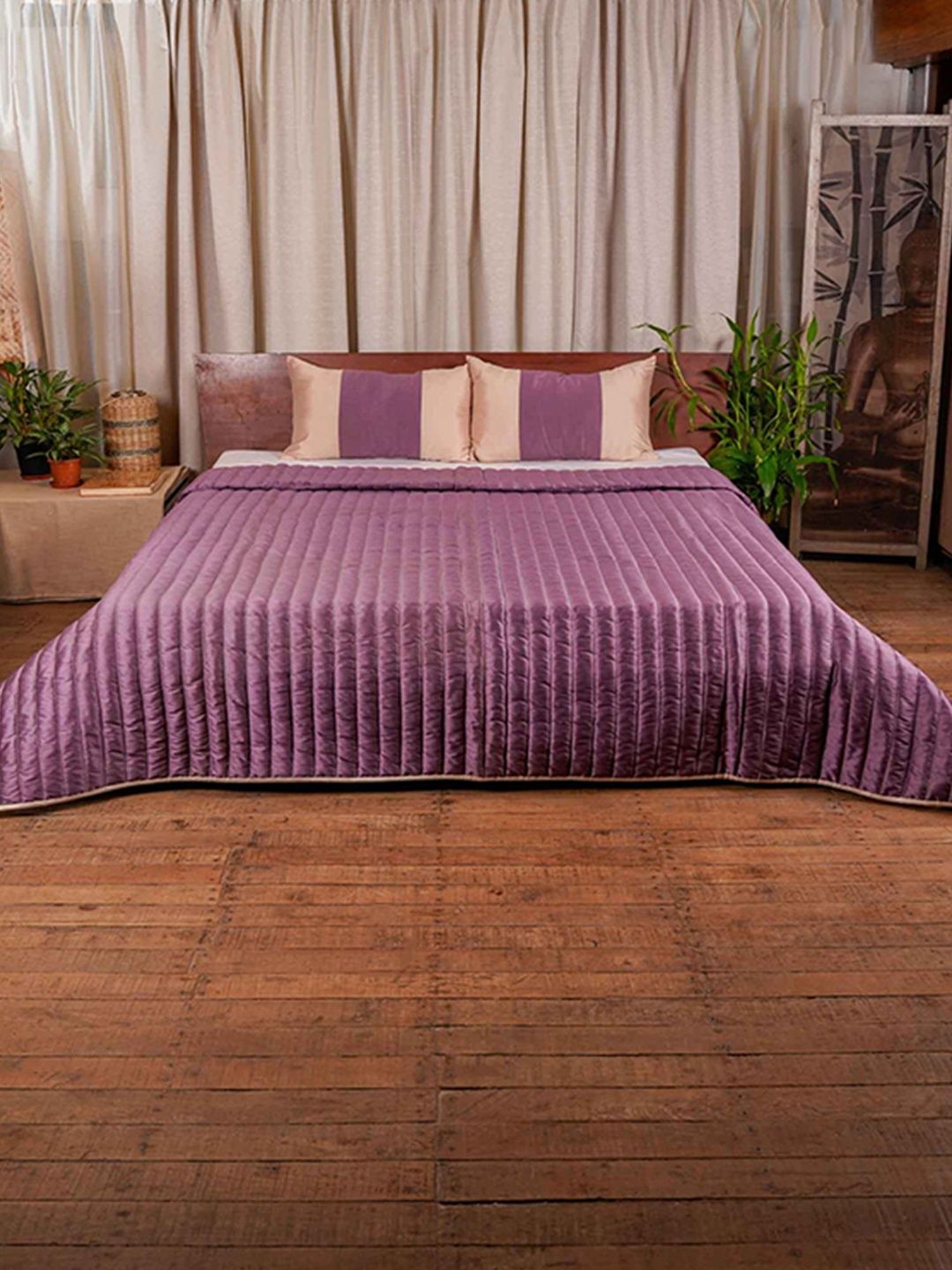 ZEBA Purple Self Design Other 1 Piece Double King Regular Bedding Set-image-10