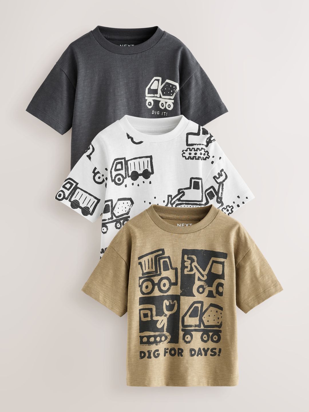 NEXT Boys Pack Of 3 Printed Drop-Shoulder Sleeves Pure Cotton T-Shirt-picture-21